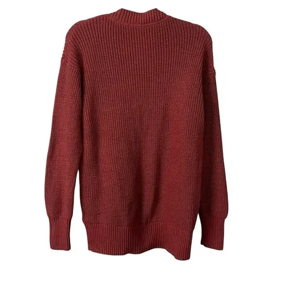 Faherty Cozy Boyfriend Cardigan Women's Size M Ribbed Jackson V Neck Henna NEW - Picture 4 of 8